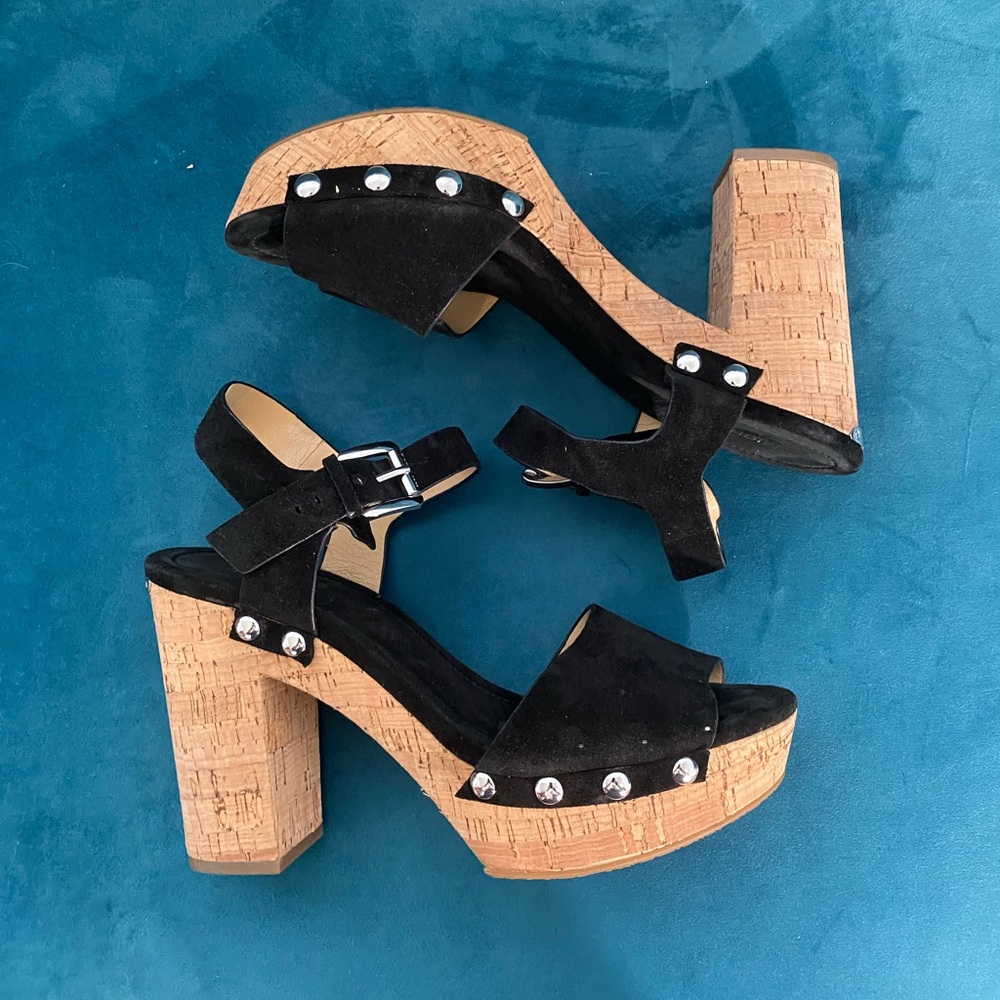 Michael Kors Hayden Black Suede Platform Sandal